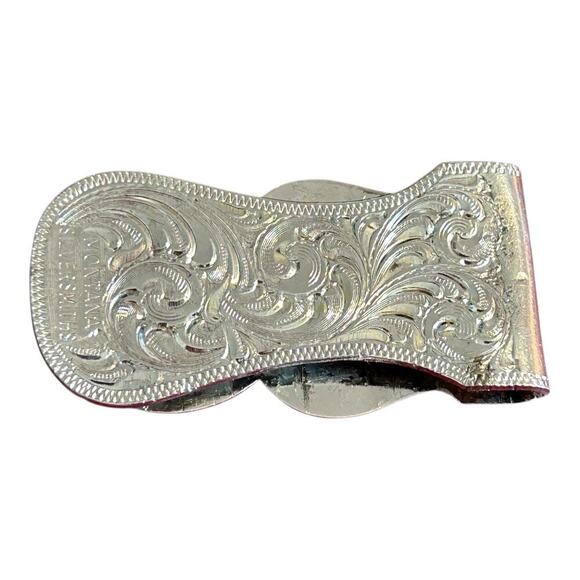 Vintage Montana Silversmiths Cutting Horse & Rider Western Silver Money Clip - Picture 6 of 8